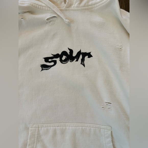 Olivia Rodrigo Distressed Sour Butterfly Hoodie Adult Medium Off White - Picture 9 of 11